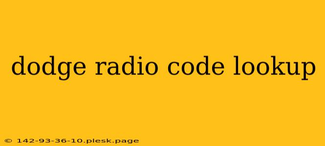 dodge radio code lookup