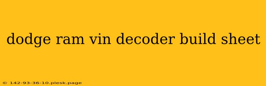 dodge ram vin decoder build sheet